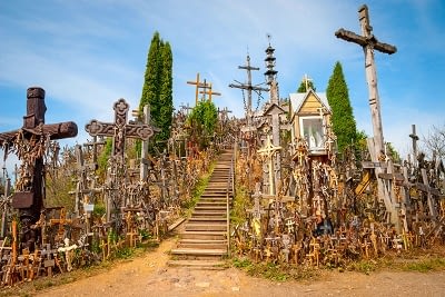 Hill of crosses in Lithuania.